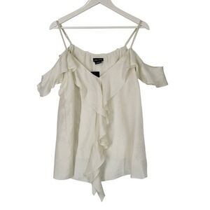 City‎ Chic Aliyah Top Butter Cream Cold Shoulder Ruffle Spaghetti Strap L